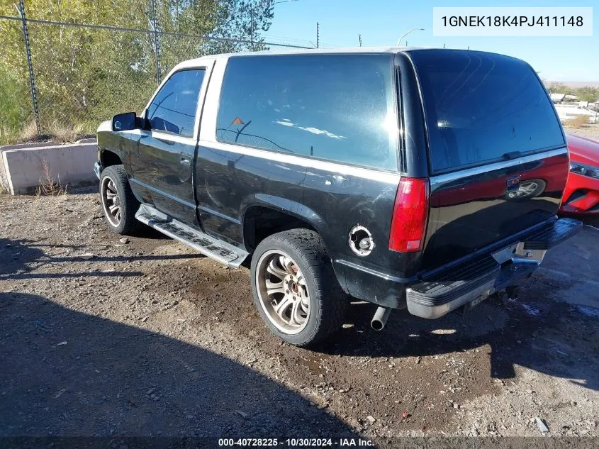 1993 Chevrolet Blazer K1500 VIN: 1GNEK18K4PJ411148 Lot: 40728225