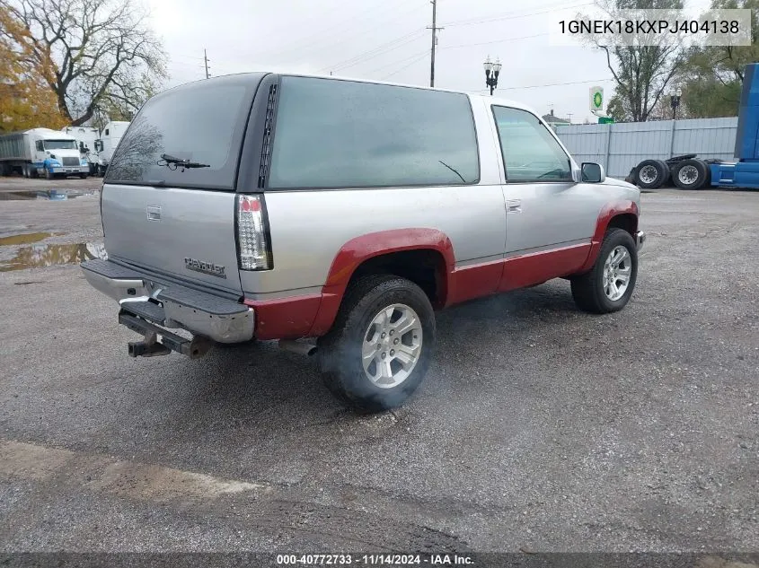 1993 Chevrolet Blazer K1500 VIN: 1GNEK18KXPJ404138 Lot: 40772733