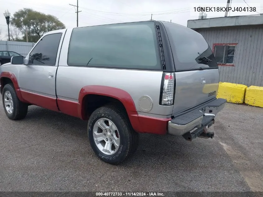 1993 Chevrolet Blazer K1500 VIN: 1GNEK18KXPJ404138 Lot: 40772733