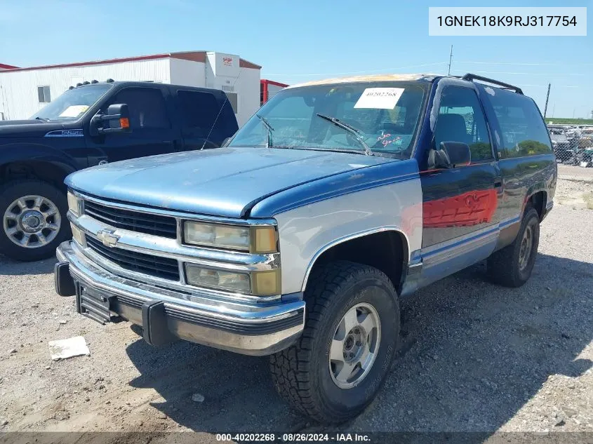 1994 Chevrolet Blazer K1500 VIN: 1GNEK18K9RJ317754 Lot: 40202268