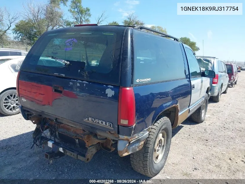 1994 Chevrolet Blazer K1500 VIN: 1GNEK18K9RJ317754 Lot: 40202268