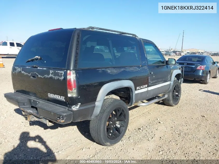 1994 Chevrolet Blazer K1500 VIN: 1GNEK18KXRJ322414 Lot: 40493983