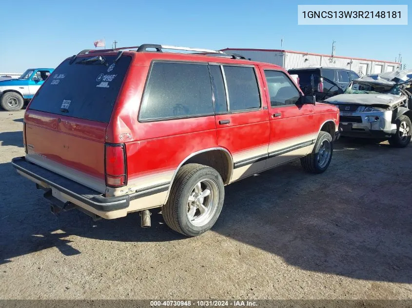 1994 Chevrolet Blazer S10 VIN: 1GNCS13W3R2148181 Lot: 40730948