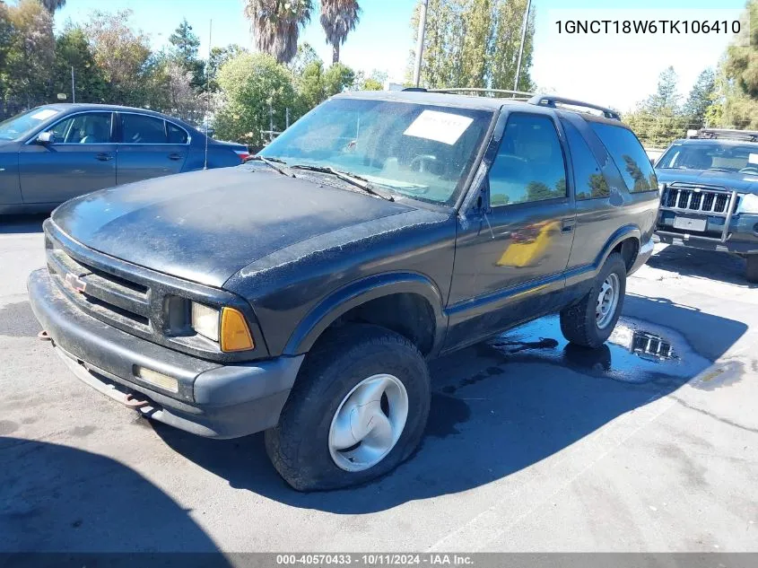 1996 Chevrolet Blazer VIN: 1GNCT18W6TK106410 Lot: 40570433