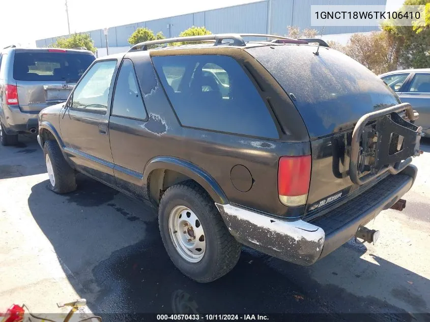 1996 Chevrolet Blazer VIN: 1GNCT18W6TK106410 Lot: 40570433