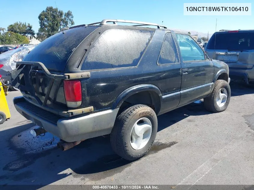 1996 Chevrolet Blazer VIN: 1GNCT18W6TK106410 Lot: 40570433