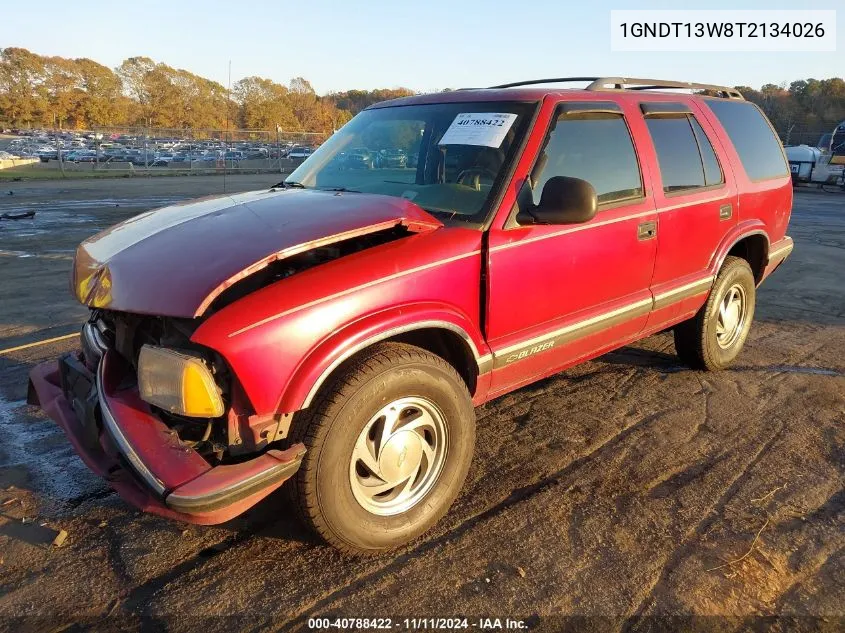 1996 Chevrolet Blazer VIN: 1GNDT13W8T2134026 Lot: 40788422