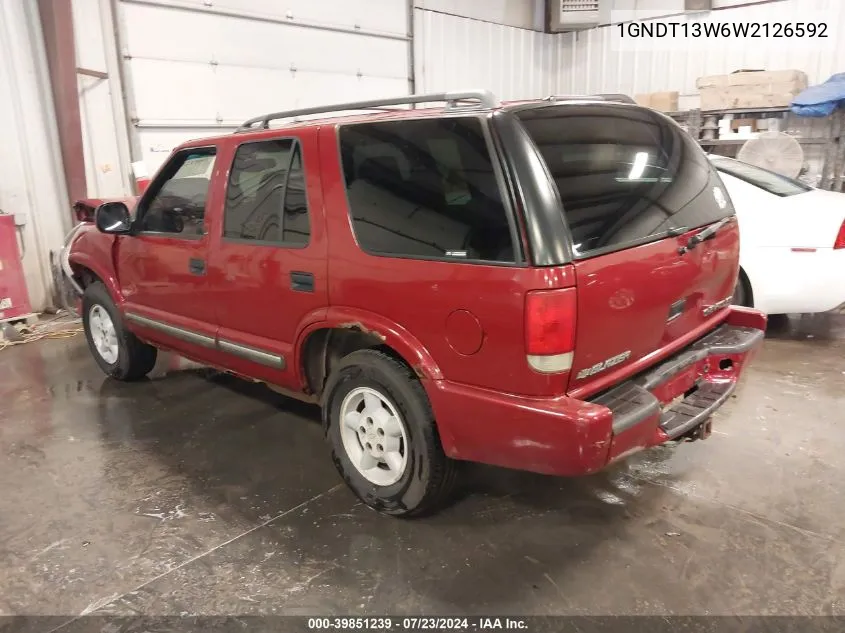 1998 Chevrolet Blazer Ls VIN: 1GNDT13W6W2126592 Lot: 39851239