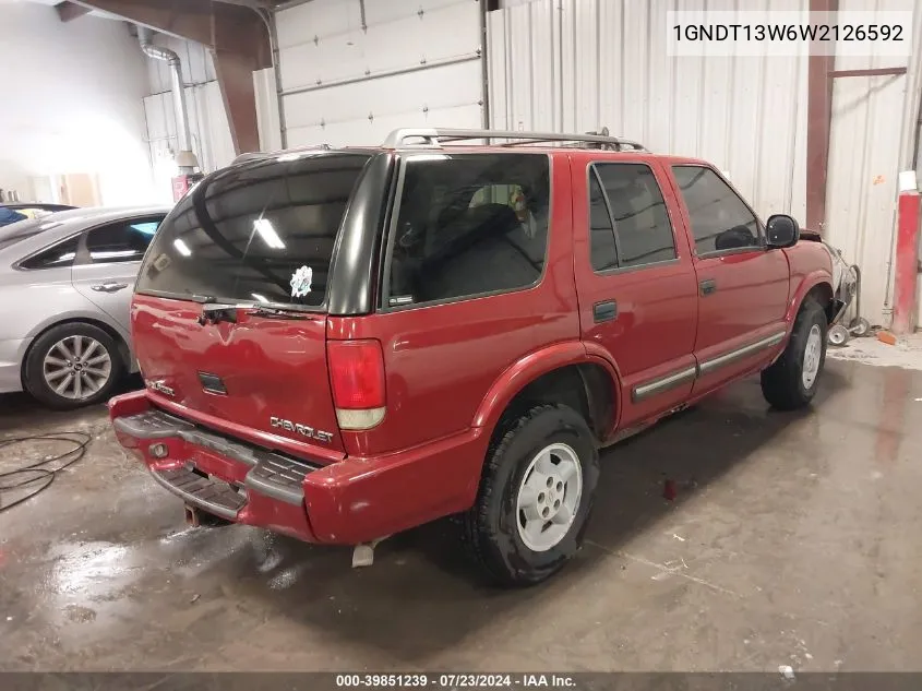 1998 Chevrolet Blazer Ls VIN: 1GNDT13W6W2126592 Lot: 39851239