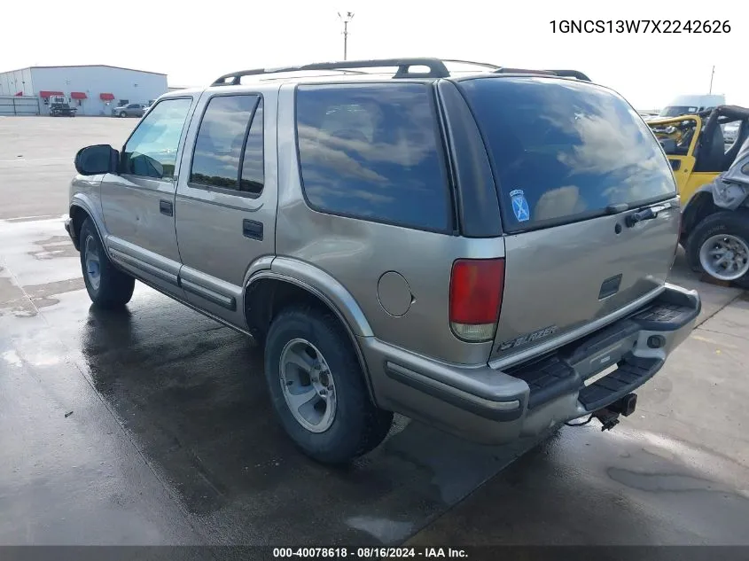 1999 Chevrolet Blazer Lt VIN: 1GNCS13W7X2242626 Lot: 40078618