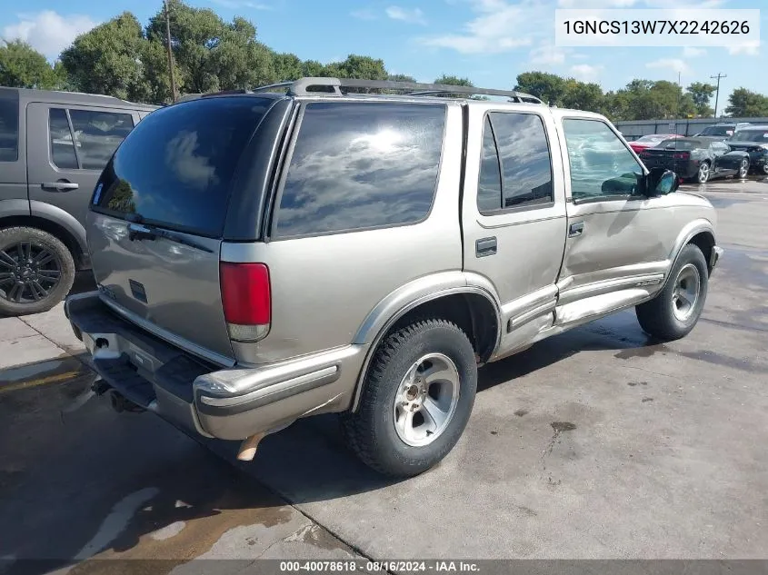 1999 Chevrolet Blazer Lt VIN: 1GNCS13W7X2242626 Lot: 40078618