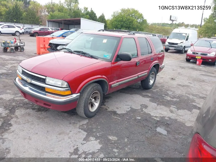 1999 Chevrolet Blazer Ls VIN: 1GNCS13W8X2135259 Lot: 40417453