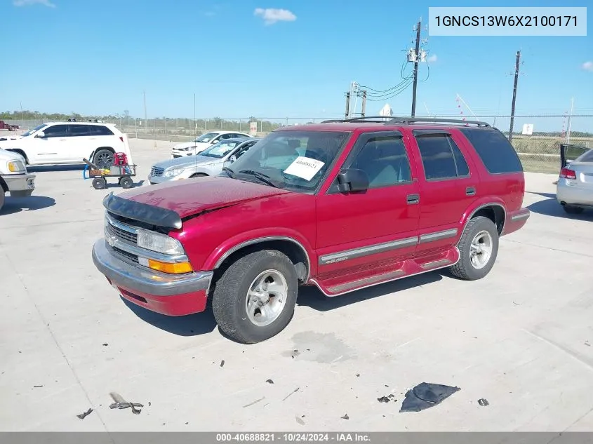 1999 Chevrolet Blazer Ls VIN: 1GNCS13W6X2100171 Lot: 40688821