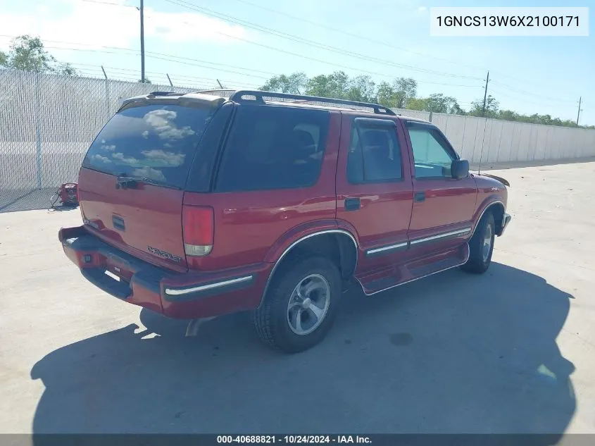 1999 Chevrolet Blazer Ls VIN: 1GNCS13W6X2100171 Lot: 40688821