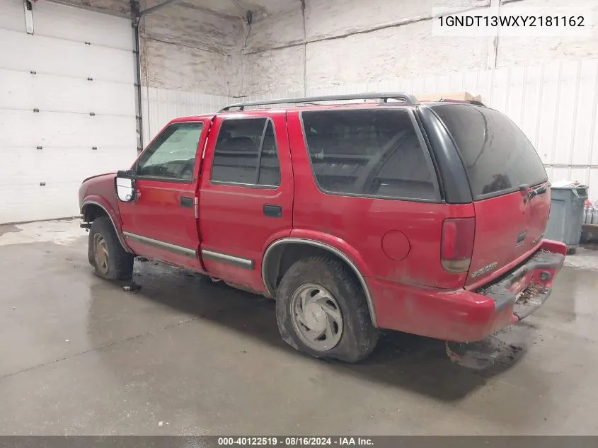 2000 Chevrolet Blazer Lt VIN: 1GNDT13WXY2181162 Lot: 40122519