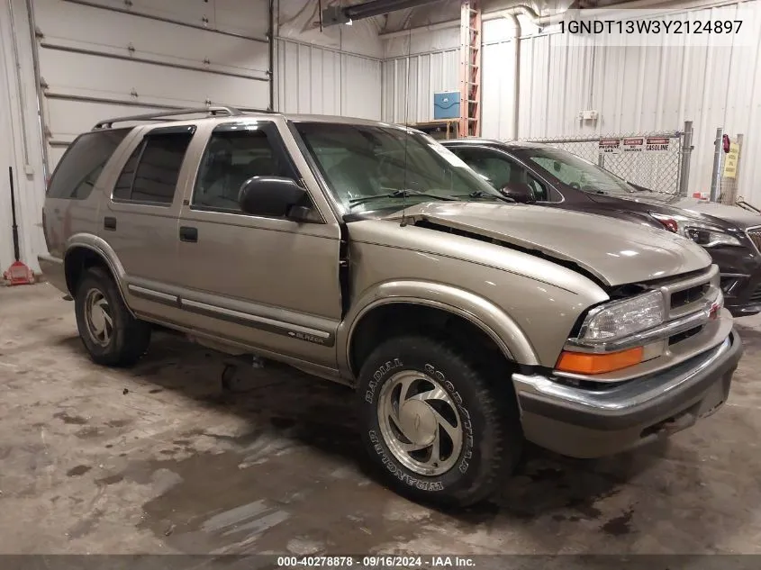 2000 Chevrolet Blazer Lt VIN: 1GNDT13W3Y2124897 Lot: 40278878