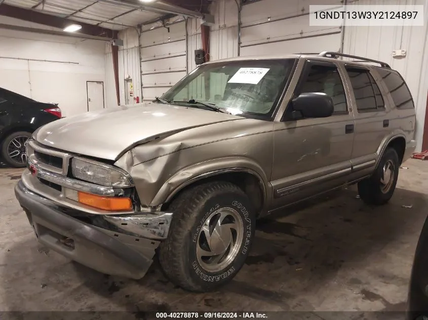 2000 Chevrolet Blazer Lt VIN: 1GNDT13W3Y2124897 Lot: 40278878