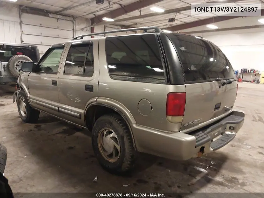 2000 Chevrolet Blazer Lt VIN: 1GNDT13W3Y2124897 Lot: 40278878