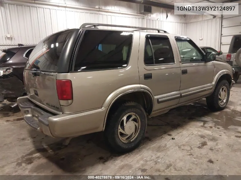 2000 Chevrolet Blazer Lt VIN: 1GNDT13W3Y2124897 Lot: 40278878