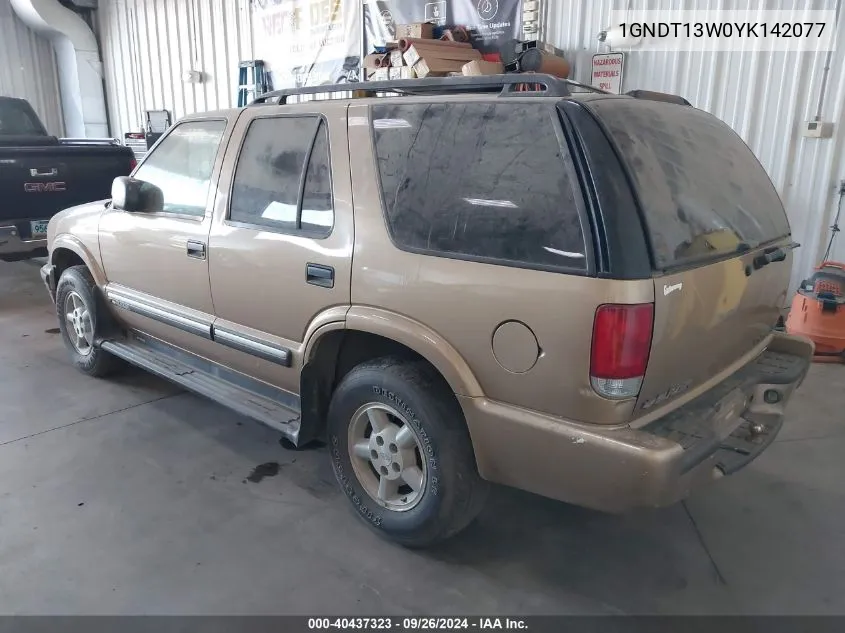 1GNDT13W0YK142077 2000 Chevrolet Blazer Ls