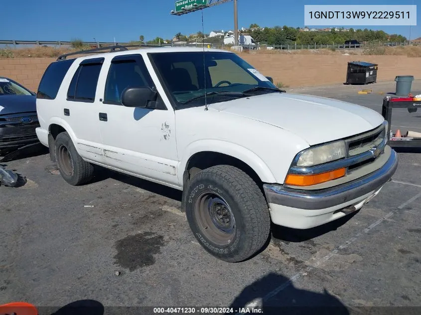 2000 Chevrolet Blazer Ls VIN: 1GNDT13W9Y2229511 Lot: 40471230