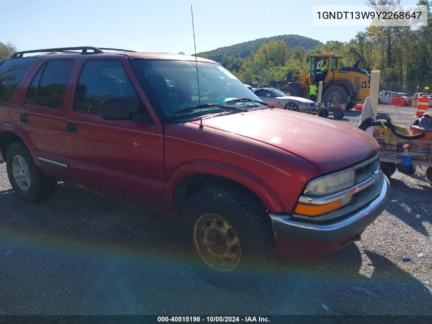 2000 Chevrolet Blazer Ls VIN: 1GNDT13W9Y2268647 Lot: 40515198