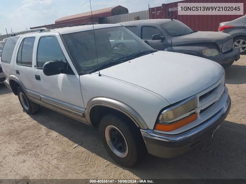 2000 Chevrolet Blazer Lt VIN: 1GNCS13W9Y2102045 Lot: 40555147