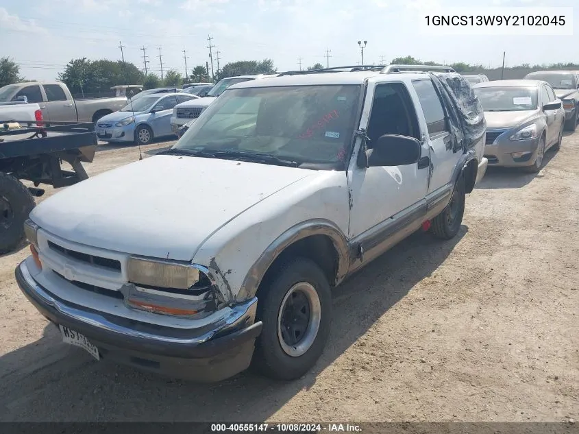 2000 Chevrolet Blazer Lt VIN: 1GNCS13W9Y2102045 Lot: 40555147