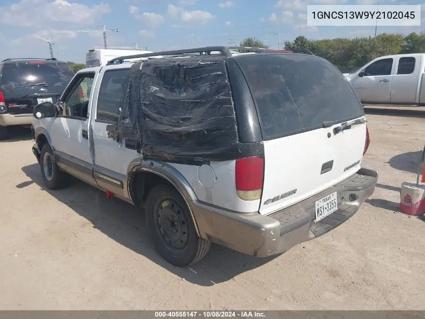 2000 Chevrolet Blazer Lt VIN: 1GNCS13W9Y2102045 Lot: 40555147