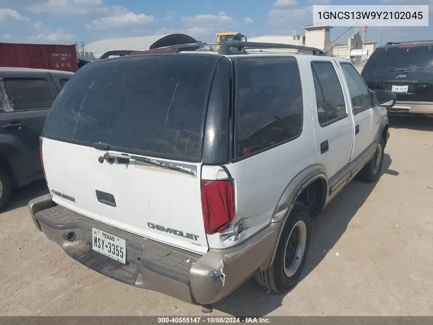 2000 Chevrolet Blazer Lt VIN: 1GNCS13W9Y2102045 Lot: 40555147