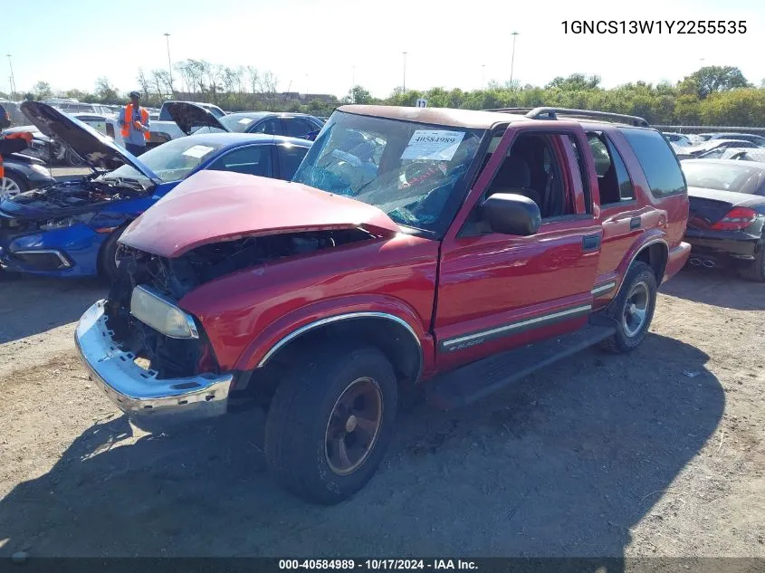 2000 Chevrolet Blazer Lt VIN: 1GNCS13W1Y2255535 Lot: 40584989