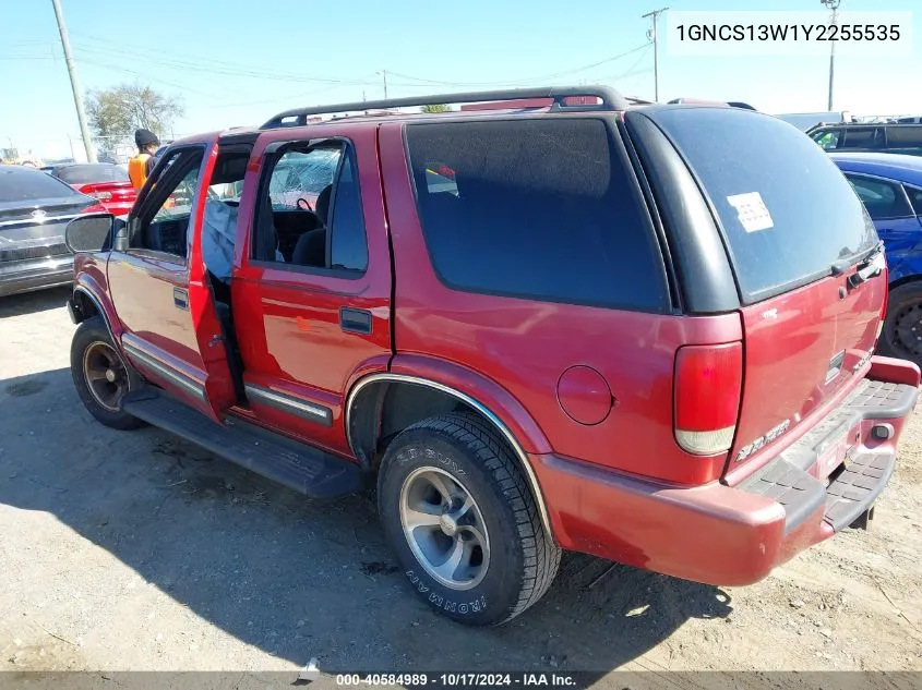 2000 Chevrolet Blazer Lt VIN: 1GNCS13W1Y2255535 Lot: 40584989