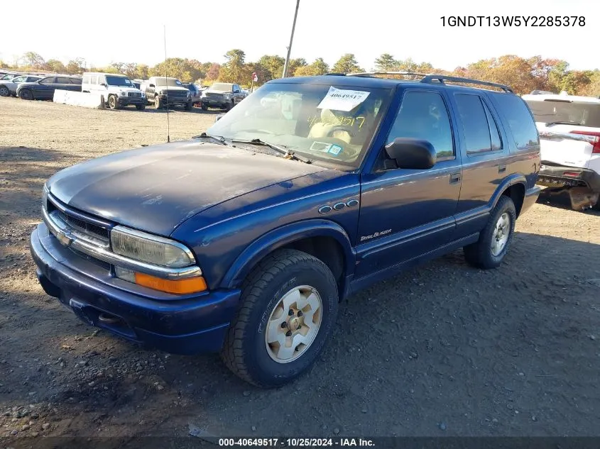 2000 Chevrolet Blazer Trailblazer VIN: 1GNDT13W5Y2285378 Lot: 40649517