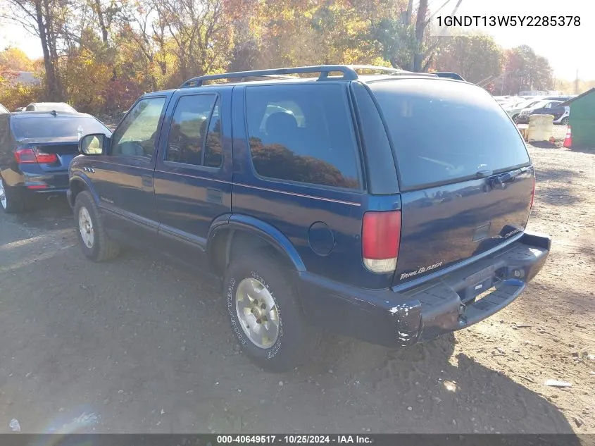 2000 Chevrolet Blazer Trailblazer VIN: 1GNDT13W5Y2285378 Lot: 40649517