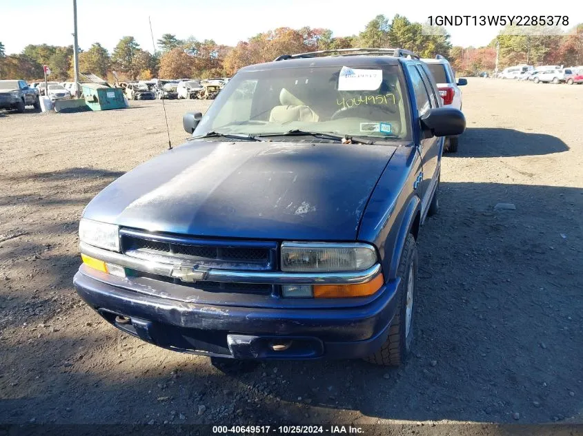 2000 Chevrolet Blazer Trailblazer VIN: 1GNDT13W5Y2285378 Lot: 40649517