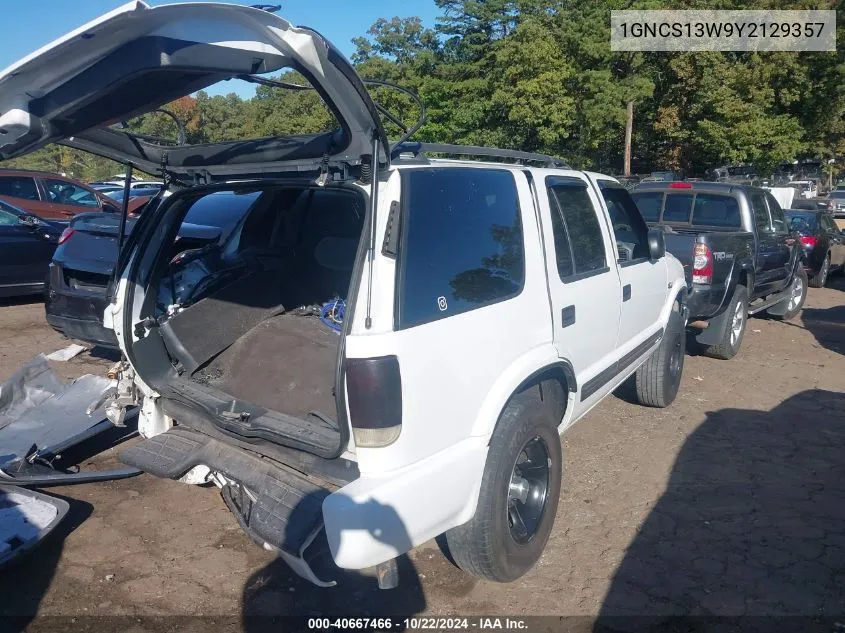 2000 Chevrolet Blazer Ls VIN: 1GNCS13W9Y2129357 Lot: 40667466