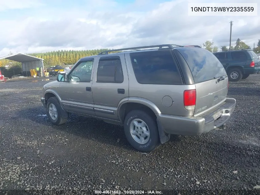 2000 Chevrolet Blazer Ls VIN: 1GNDT13W8Y2335559 Lot: 40671652