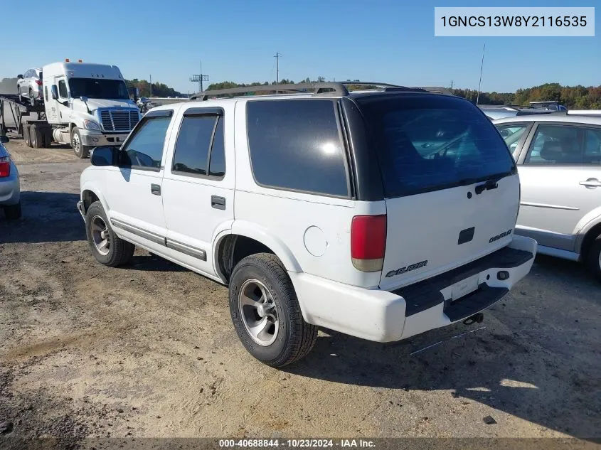 2000 Chevrolet Blazer Ls VIN: 1GNCS13W8Y2116535 Lot: 40688844