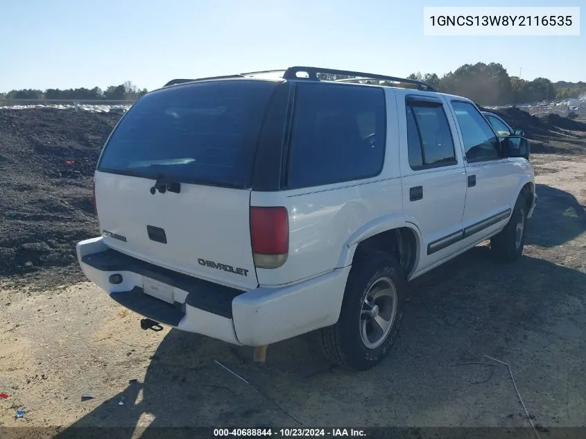 2000 Chevrolet Blazer Ls VIN: 1GNCS13W8Y2116535 Lot: 40688844