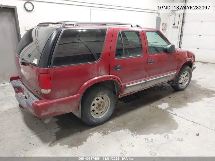 2000 Chevrolet Blazer Ls VIN: 1GNDT13W4YK282097 Lot: 40717469