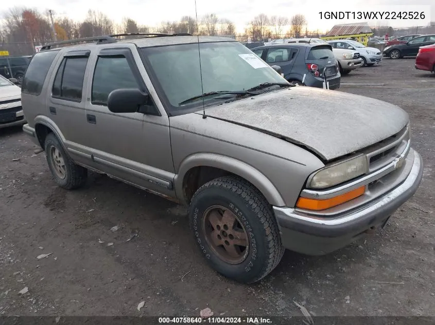 2000 Chevrolet Blazer Lt VIN: 1GNDT13WXY2242526 Lot: 40758640