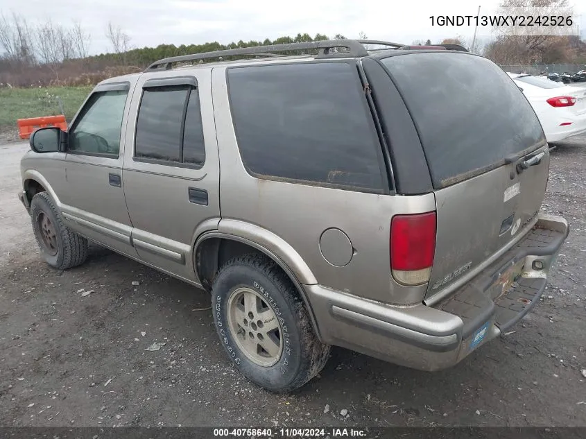 2000 Chevrolet Blazer Lt VIN: 1GNDT13WXY2242526 Lot: 40758640