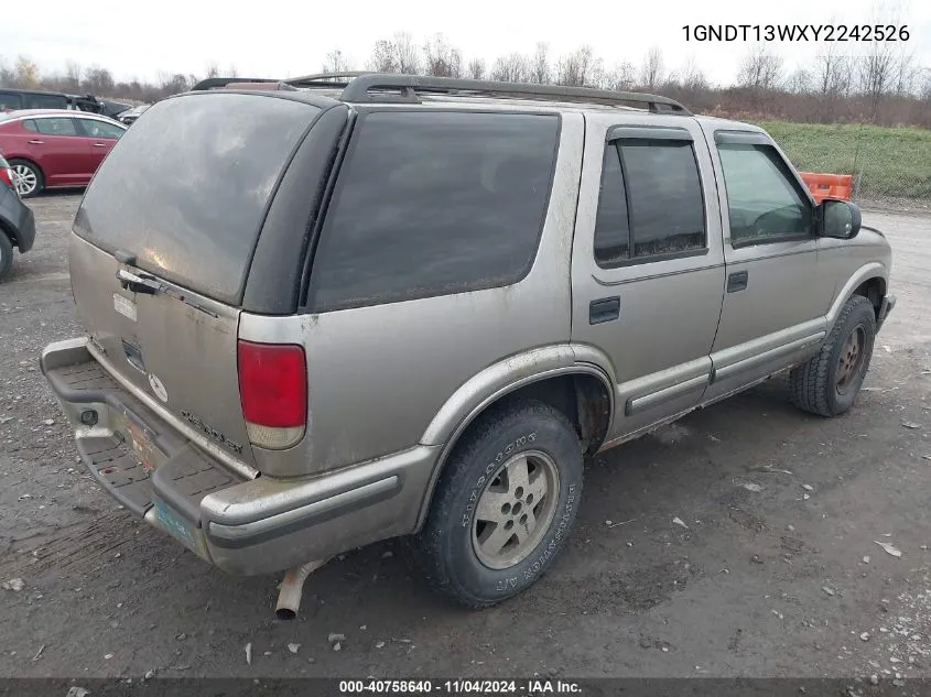 2000 Chevrolet Blazer Lt VIN: 1GNDT13WXY2242526 Lot: 40758640