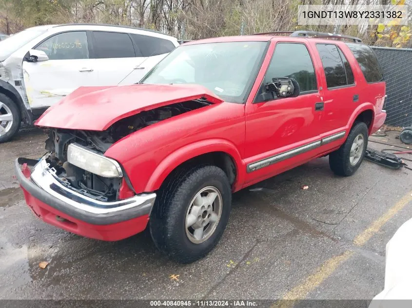 2000 Chevrolet Blazer Ls VIN: 1GNDT13W8Y2331382 Lot: 40840945