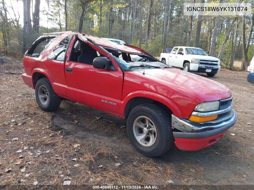 2000 Chevrolet Blazer Ls VIN: IGNCS18W6YK131074 Lot: 40845112