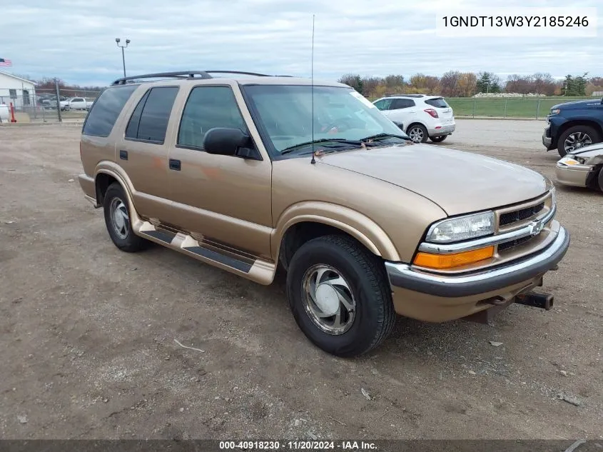 2000 Chevrolet Blazer Lt VIN: 1GNDT13W3Y2185246 Lot: 40918230