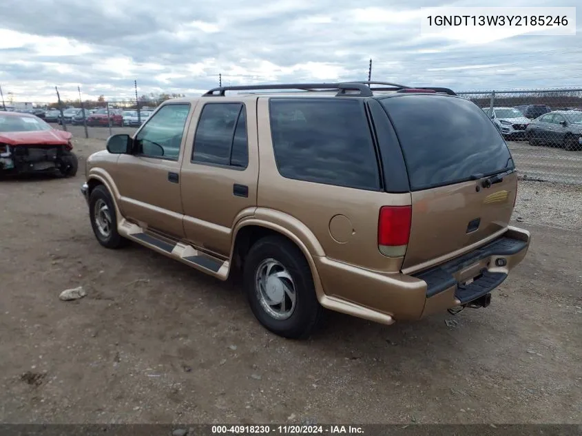 2000 Chevrolet Blazer Lt VIN: 1GNDT13W3Y2185246 Lot: 40918230