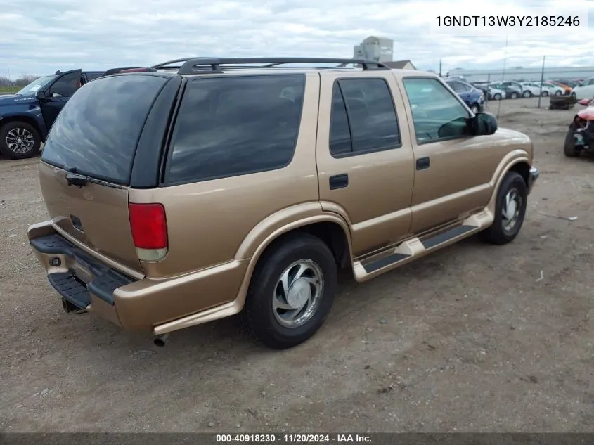 2000 Chevrolet Blazer Lt VIN: 1GNDT13W3Y2185246 Lot: 40918230