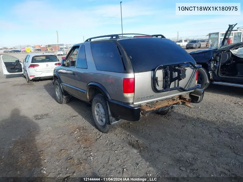 2001 Chevrolet Blazer VIN: 1GNCT18WX1K180975 Lot: 12144444