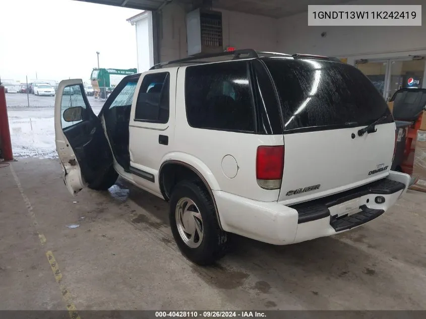 2001 Chevrolet Blazer VIN: 1GNDT13W11K242419 Lot: 40428110